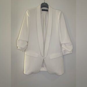 Zara White Blazer with Shawl Lapel and 3/4 Sleeves